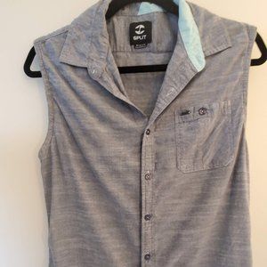 Sleeveless Split chambray skateboard top